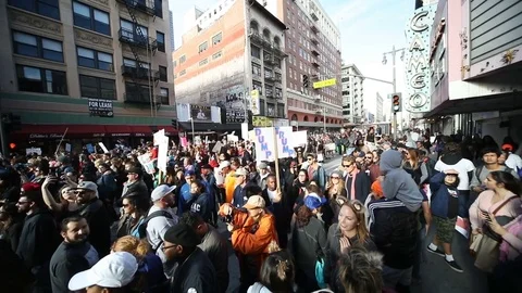 Womens March Crowd Slow Motion Stock Footage 77717492