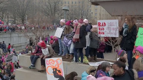 Womens March on DC Medium Shot Stock Footage 72228708