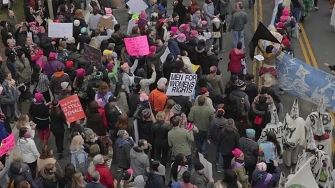 Womens March on DC Tight High POV Stock Footage 72228501