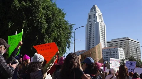 Women's March LA Time-lapse Vídeo Stock 84858817