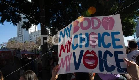 WOMENS MARCH LOS ANGELES 2018 - PROTEST - DEMOCRACY - TIMES UP Stock Photos