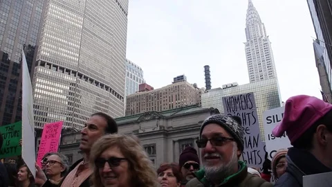 Women's March Manhattan 2017 Stock Footage 72225836
