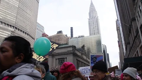Women's March Manhattan 2017 Stock Footage 72225840