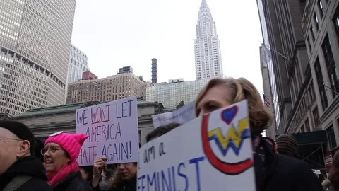 Women's March Manhattan 2017 Stock Footage 72225846