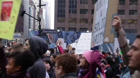 Women's March Manhattan 2017 Stock Footage 72225850
