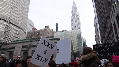 Women's March Manhattan 2017 Stock Footage 72225852