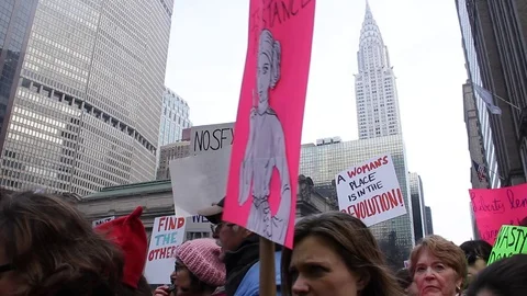 Women's March Manhattan 2017 Stock Footage 72225857