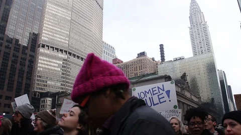 Women's March Manhattan 2017 Stock Footage 72225860
