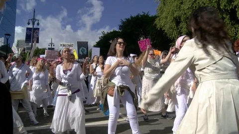 Women's March Parade Drums Stock Footage 75457014