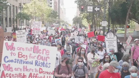 Women's March Pro-Choice Protest in San Francisco October 02 2021-0022 Stock Footage 162197560