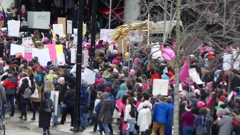 Women's march Vancouver timelapse Stock Footage 71837775