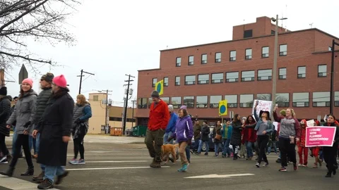 Women's March Walking By 4K Stock Footage 101543546