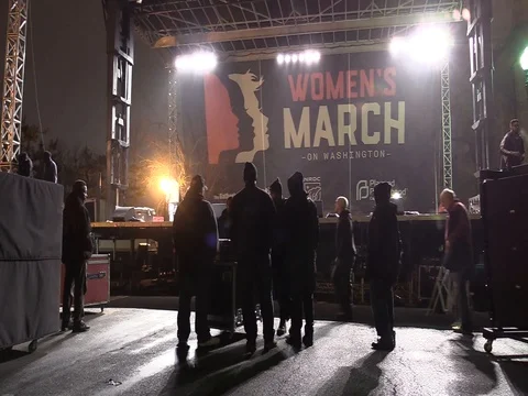 Women's March on Washington - Dawn Set-up - 16 scene Stock Footage