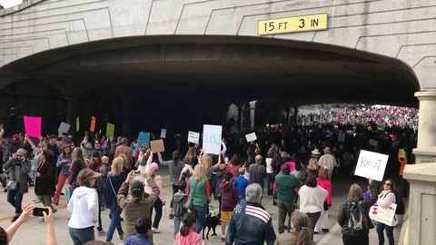 Women's March Washington Peaceful Protest California 4K Stock Video Footage 스톡 동영상 71663001