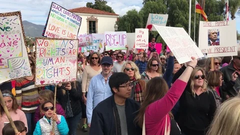 Women's March Washington Peaceful Protest California 4K Stock Video Footage 스톡 동영상 71663284