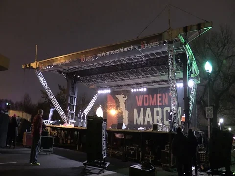 Women's March on Washington - Setting Up Stage - Timelapse Stock Footage 80550150