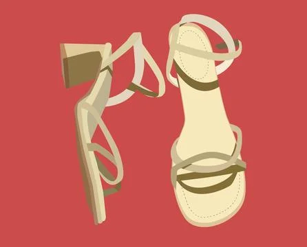 Womens Medium Platform Shoes. Cute Style. Beige. sandals Stock Illustration