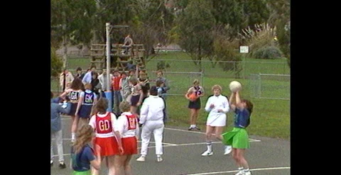 Women’s Netball Game Being Played in Tasmania, Australia (1984) Video stock 310869445