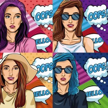 Womens with oops bubble pop art Illustrazione stock