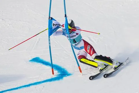 Women's parallel slalom qualification run, St Moritz, Switzerland - 15 Dec 2019 Stockfoto's