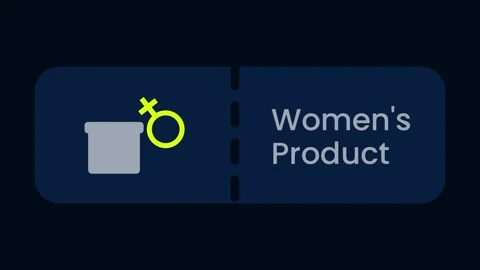 Women's Product Feature Button with Female Symbol Box Icon Stock Footage 334471402
