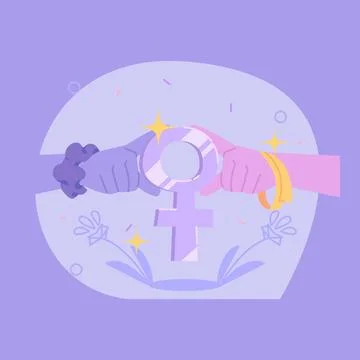 Women's Progress and Power: A Flat Vector Design of a Woman Taking Control .. Stock Illustration