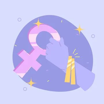 Women's Progress and Power: A Flat Vector Design of a Woman Taking Control .. Stock Illustration