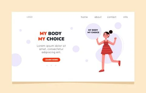 Womens protest pro-choice activists web banner or landing page. Protest. My b Stock Illustration
