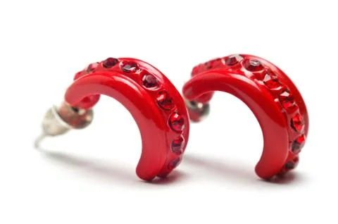 Women's red earring Foto stock