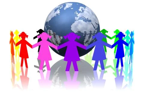 Women's round dance world. - 3D illustration. Stockillustratie