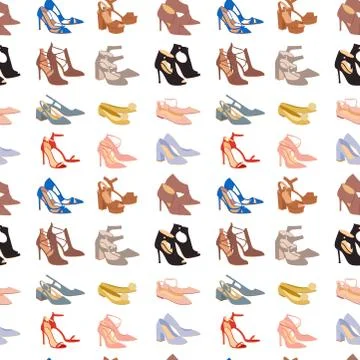 Womens shoes flat design vector footwear shoe store ad fashion boots hand drawn Stock Illustration