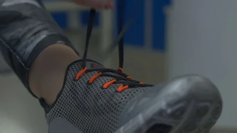 Women's sneakers close-up Видео 75237251