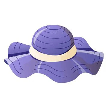 Women's straw hat. Hat with brim for the sea and the beach. Stock Illustration