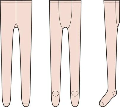Womens tights. Front, back, side. Stock Illustration