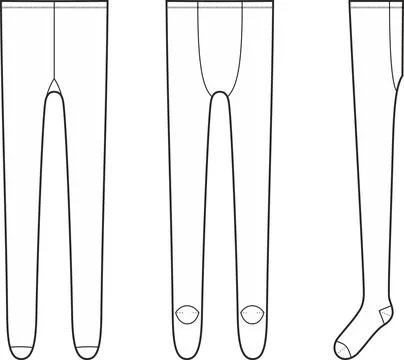 Womens tights. Front, back, side. Illustrazione stock
