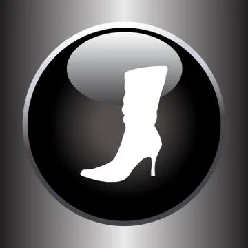 Women's winter boot flat icon on black button Stock Illustration