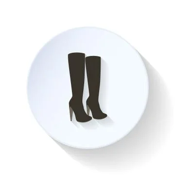 Women's winter boots flat icon Stock Illustration