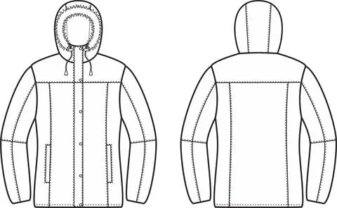 Womens winter quilted down jacket. Illustrazione stock