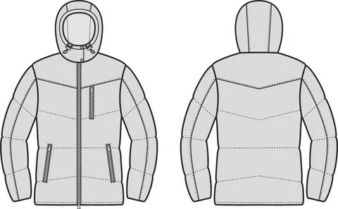 Womens winter quilted down jacket. Stock Illustration