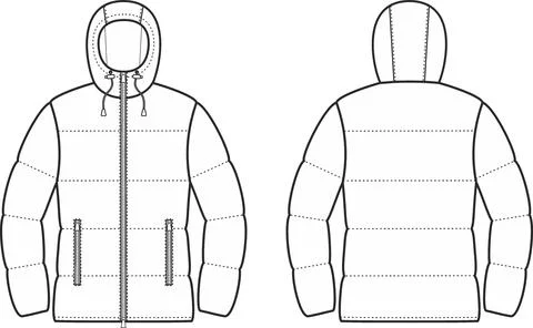 Womens winter quilted down jacket. Stock Illustration