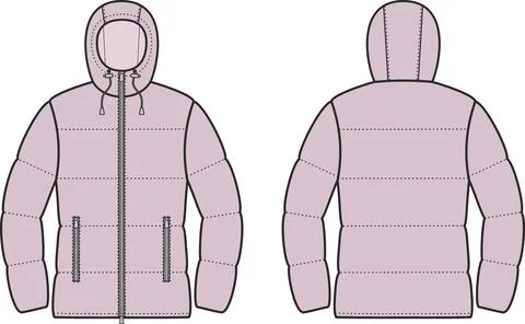 Womens winter quilted down jacket. Stock Illustration