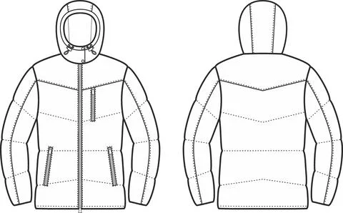 Womens winter quilted down jacket. Stock Illustration