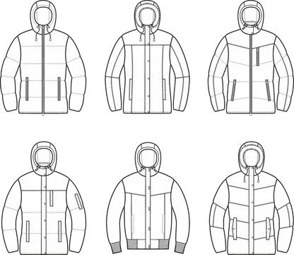 Womens winter quilted down jacket. Stock Illustration