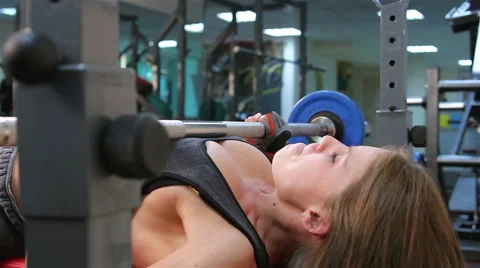 Womens workout. The bench press Stock Footage 59856580