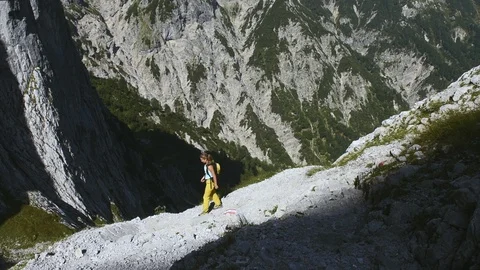 Womna hiking in mountain Stock Footage 121834431
