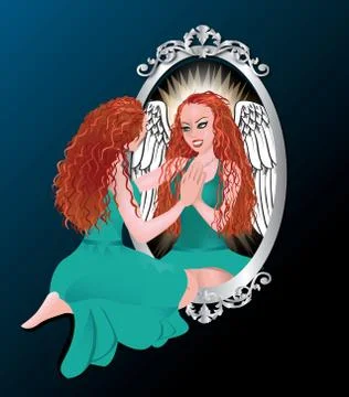 Womsn's Reflection Stock Illustration