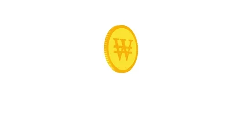 Won coin jump and spin animated coins in toss flip and spin pop in won coin.. Stock Footage 265552190
