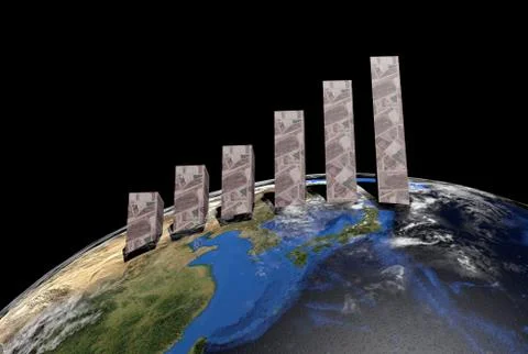 Won graph on globe showing korea animation Stock Illustration