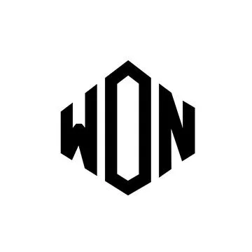 WON letter logo design with polygon shape. WON polygon and cube shape logo .. Stock Illustration