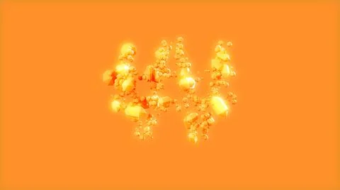 Won sign on orange backdrop - design honey stones alphabet Stock Illustration